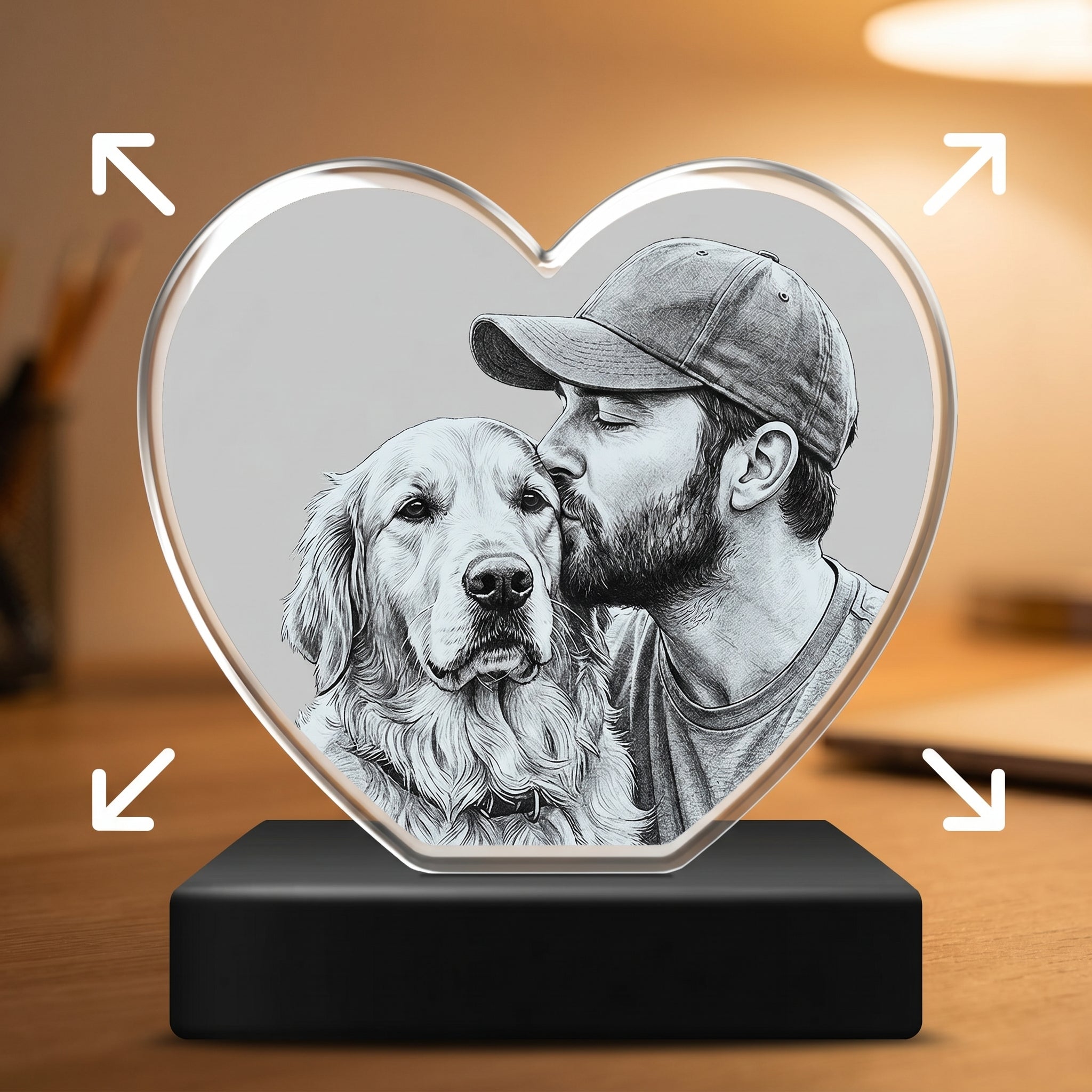 3D MEMORY CRYSTAL™ - TABLETOP - RECTANGLE - VALENTINE'S DAY