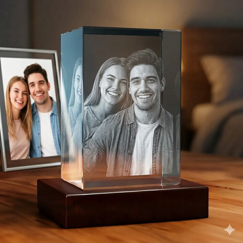 3D MEMORY CRYSTAL™ - TABLETOP - RECTANGLE - VALENTINE'S DAY